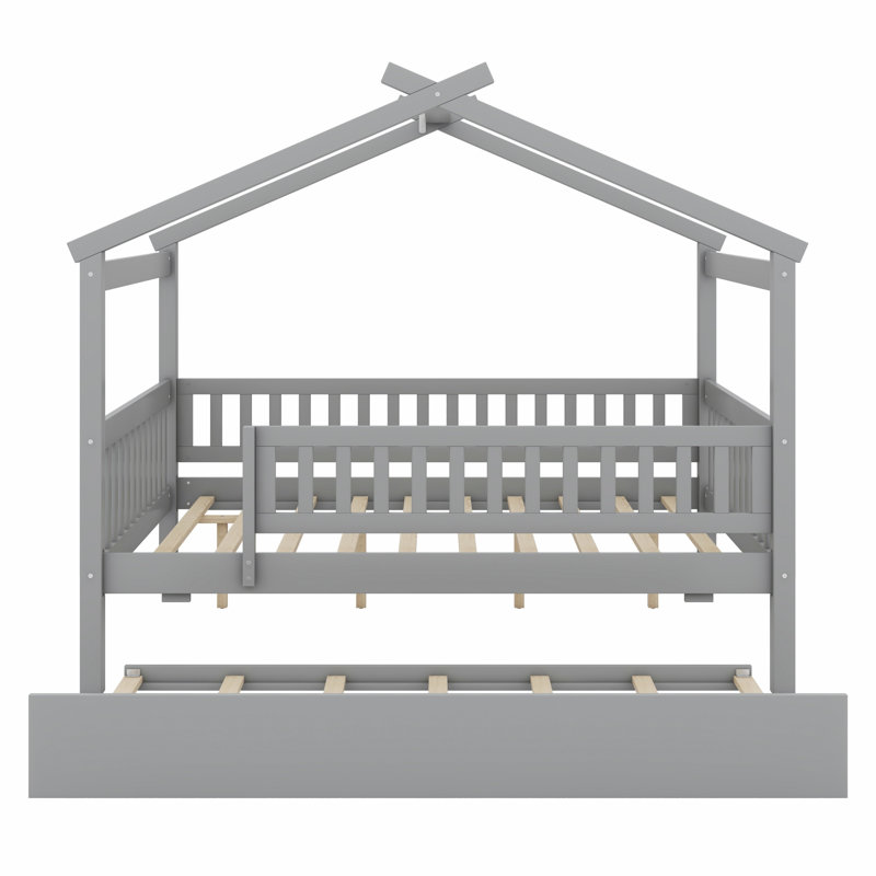 Lit en bois avec couchette, Gris
