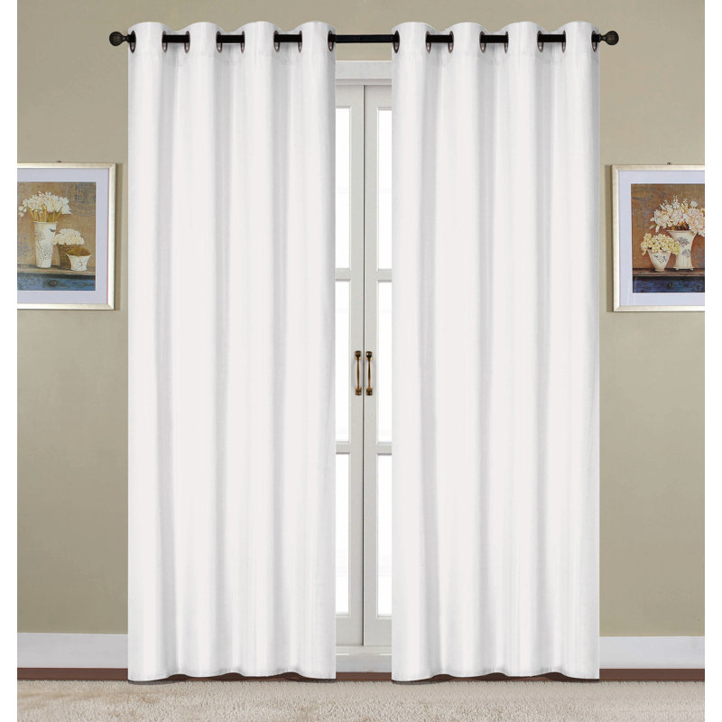 Monaca Semi-Sheer Window Curtain Panel with Grommets, White, 54" W x 90" L