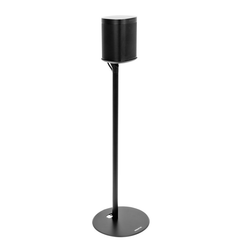 Matte Black Aluminum and Steel Speaker Floor Stand with Cable Management