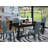 5 Piece Dining Table Set for 4 Includes a Rectangle Kitchen Table with Butterfly Leaf and 4 Mineral Blue Linen Fabric Parson Chairs, Black-659056108-659056107-591467435