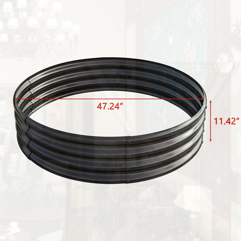 Lit rond surélevé Garedn, H 11,42 po x l 47,24 po x P 47,24 po, Noir
