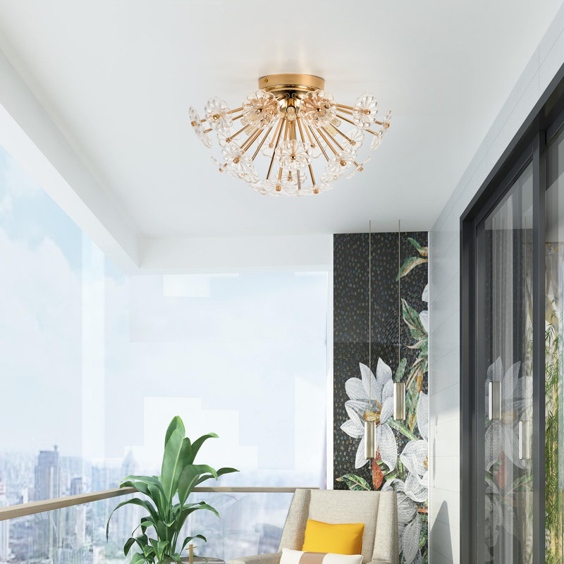 Floral Crystal Flush Mount Ceiling Light