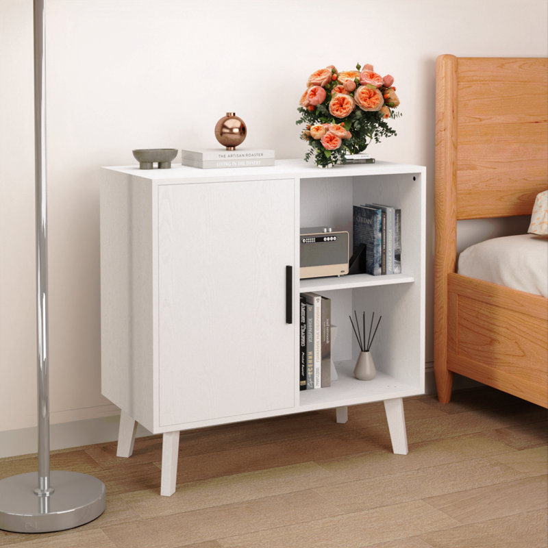 Buffet Buffet, armoire d'appoint avec pieds en bois massif pour portes décorées, salle à manger, couloir, console, armoire à boissons alcoolisées (blanc)