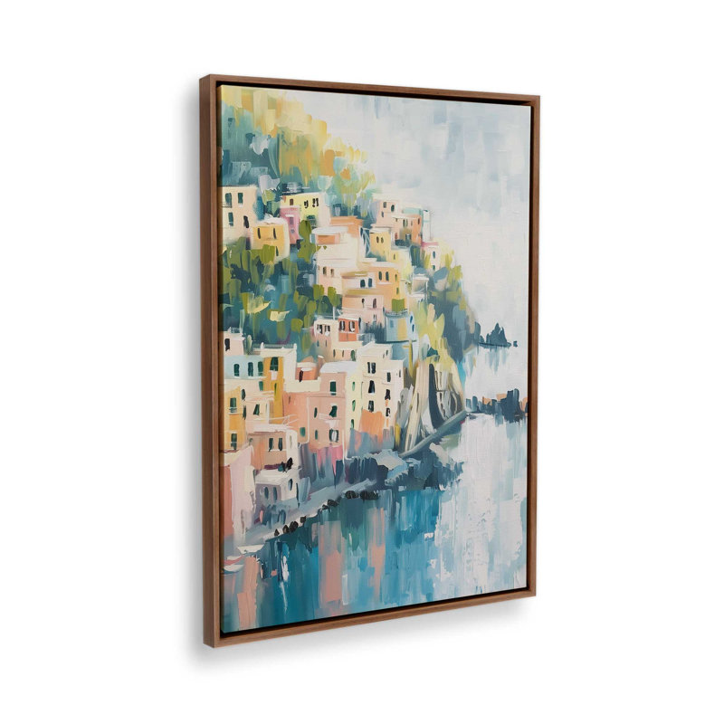 Port Cliffside Glow I, H 19 po x l 13 po, Toile avec cadre, Noyer