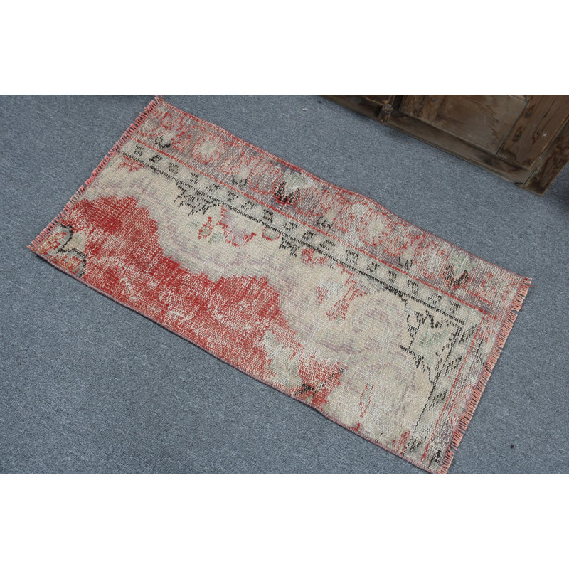 Handcrafted Traditional Turkish Oushak Rug in Warm Red and Soft Beige for Bohemian Decor