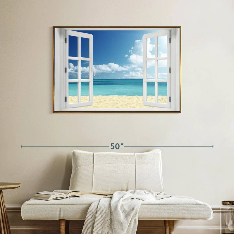 Fenêtre à distance Azemar, Cadre flottant doré, 40 po x 27 po
