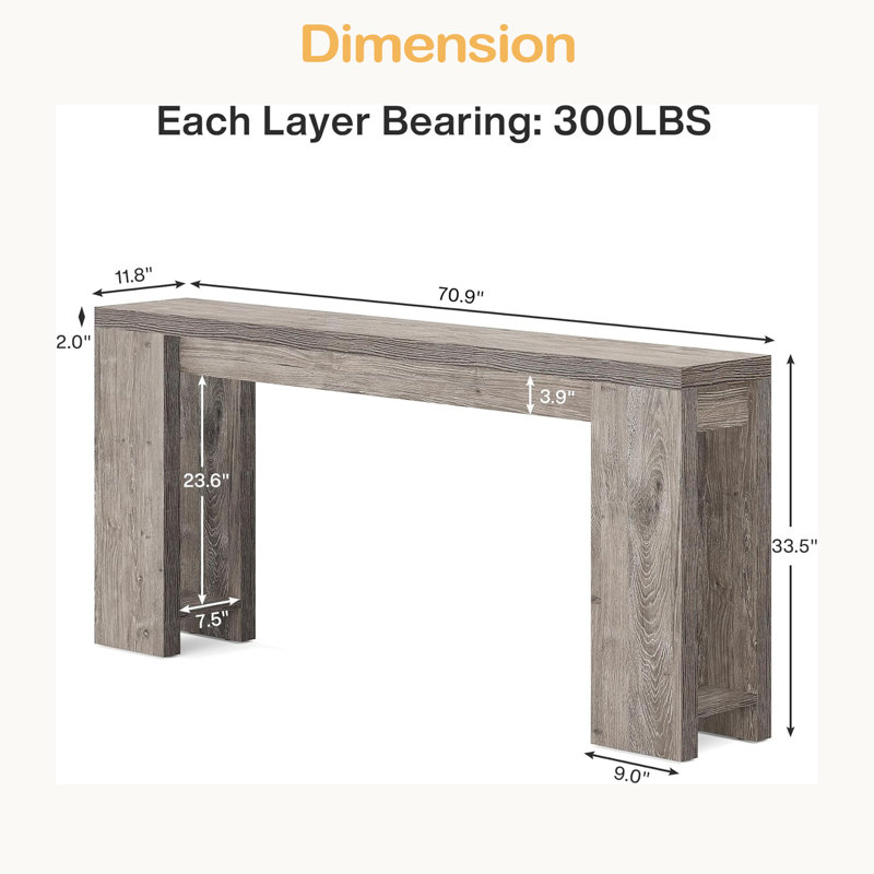 Wood Console Table, Farmhouse Sofa Table Entryway Table, Gray