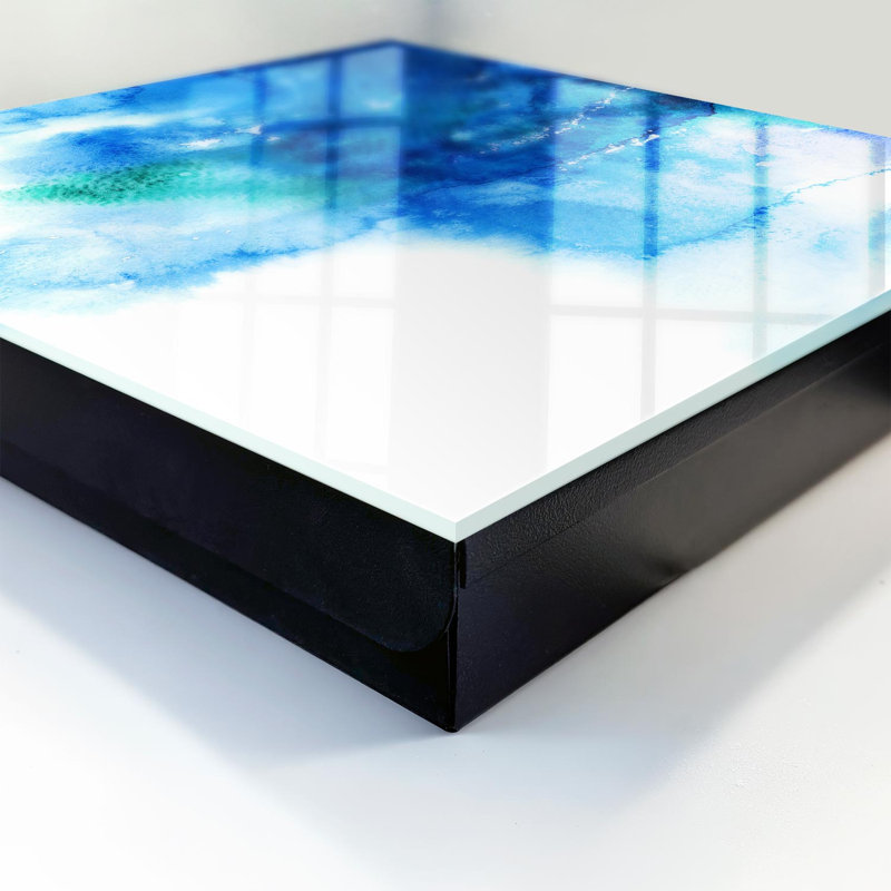 Key storage cabinet, Opens to the left, 30x30x5, White, Blue abstraction with green accents, 