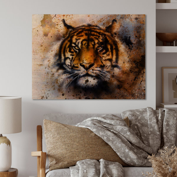 Dakota Fields Tiger Collage With Rust Design On Wood Painting | Wayfair