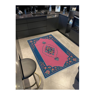 Tapis tissé bleu marine Mosso