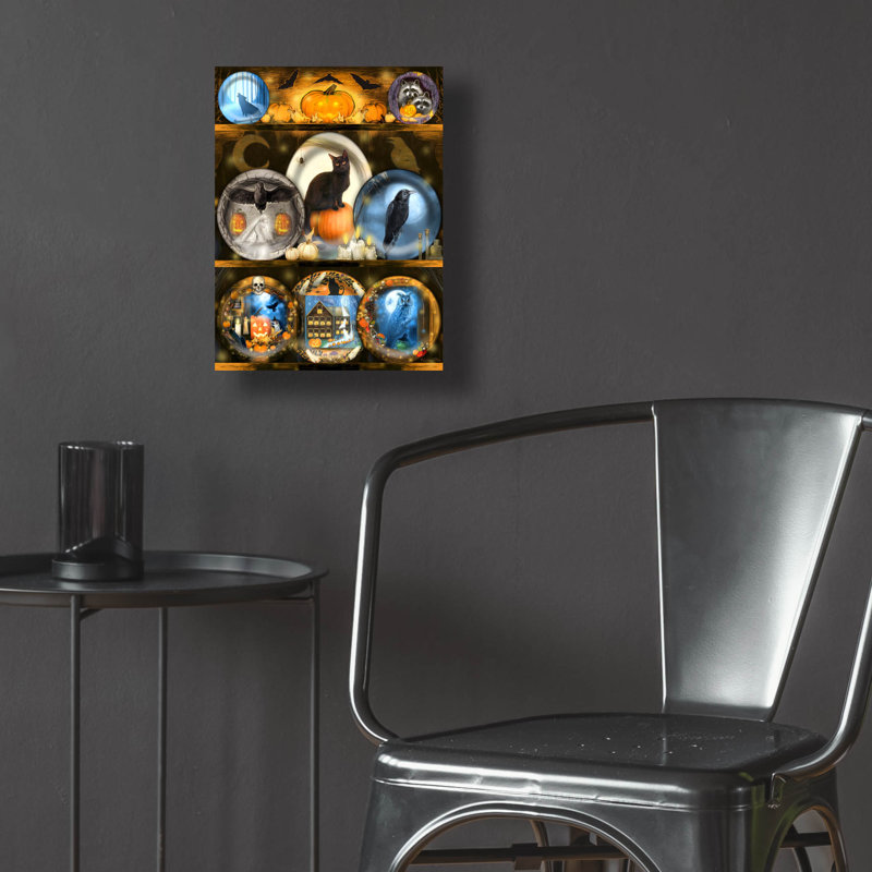 Art mural en verre épique «Spooky Halloween Plates» par Art and a Little Magic, H 16 po x l 12 po x P 0,13 po