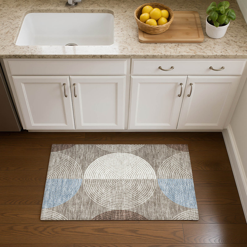 Premium Machine Washable Mayfield AMF2281 Geometric Rug, 1'8" x 2'6", Taupe