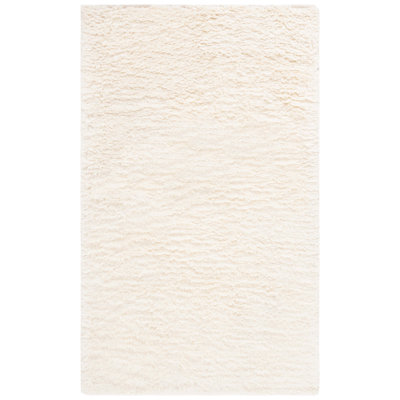 Abriel Ivory Solid Hand-Woven Wool Rug