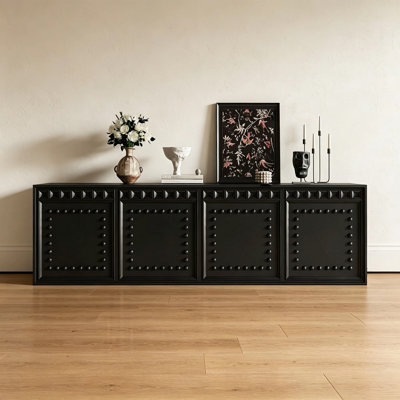 Medieval-style black rivet dining cabinet