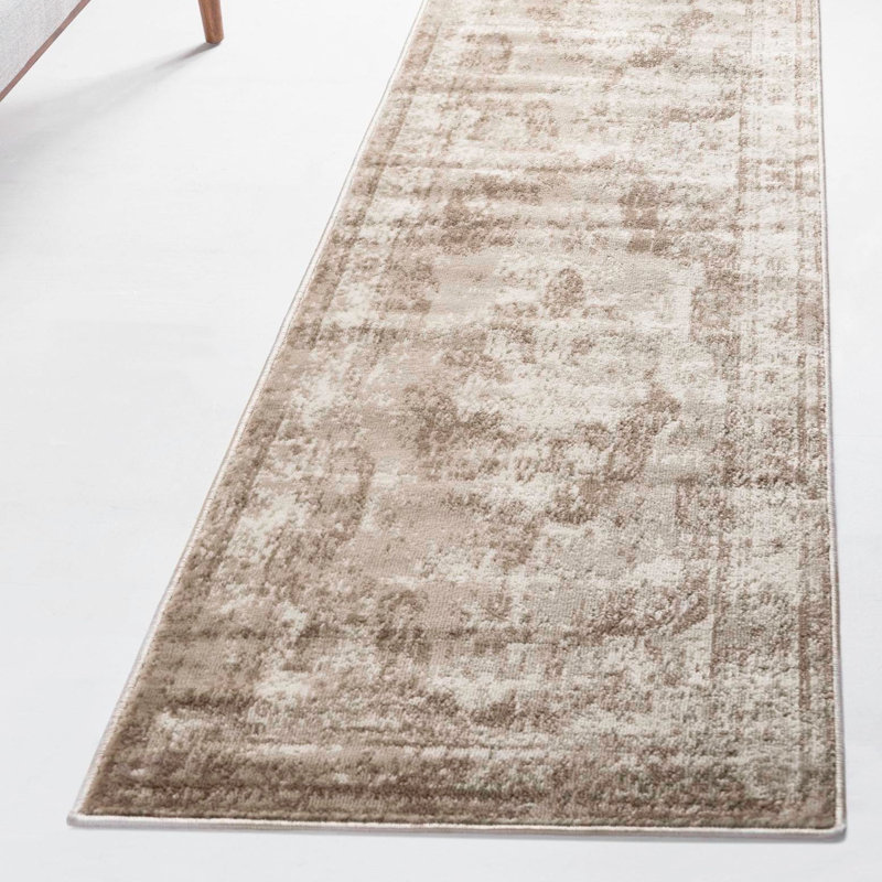 Coblitz Oriental Brown/Beige/Ivory Area Rug, Runner 2'7" x 18'1"