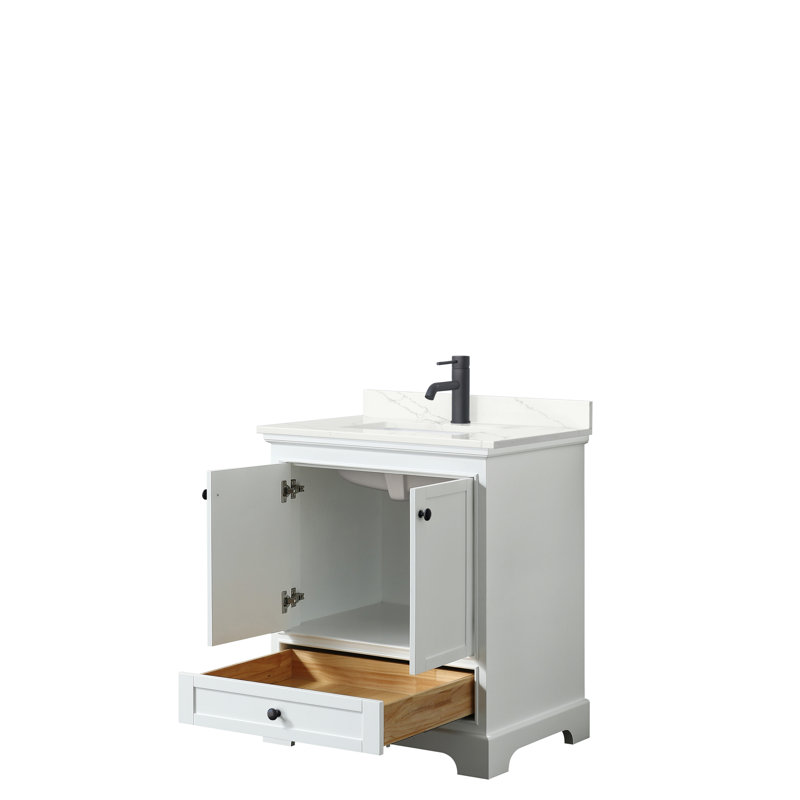 Ensemble de meuble-lavabo simple 30 "Deborah, Blanc, Chrome poli, Quartz Giotto