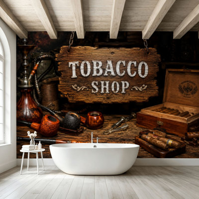 Peel and Stick Wallpaper Wall Mural tobacco shop wood cigars pictures Wall Art Self Adhesive and Removable