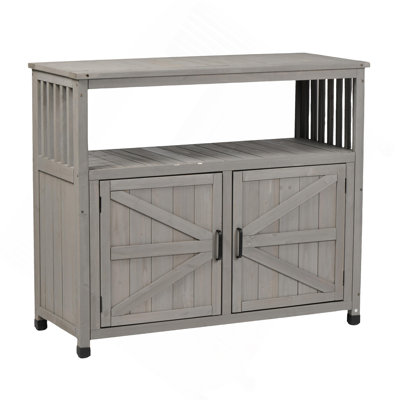 Wooden Patio Bar Table Set With Storage, Buffet Cabinet Sideboard For Outdoor And Indoor by Mercer41