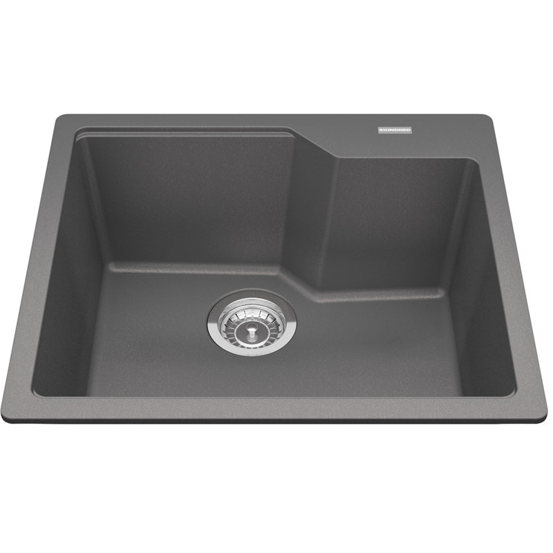 Kindred 19.69'' W Single Bowl Granite Drop-In Kitchen Sink 0, Stone Grey