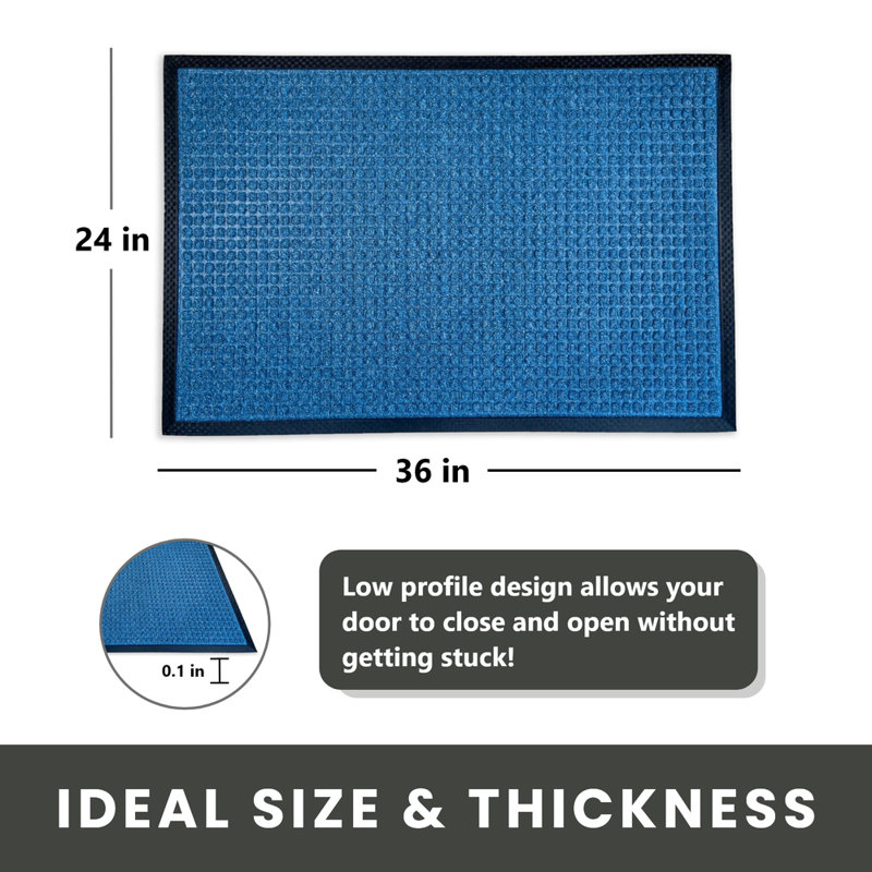 Zoeey Commercial Non-Slip Outdoor Door Mat, 36" W x 60" L, Blue