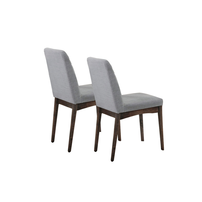Chaise de salle à manger rembourrée en tissu gris, brun (ensemble de 2)