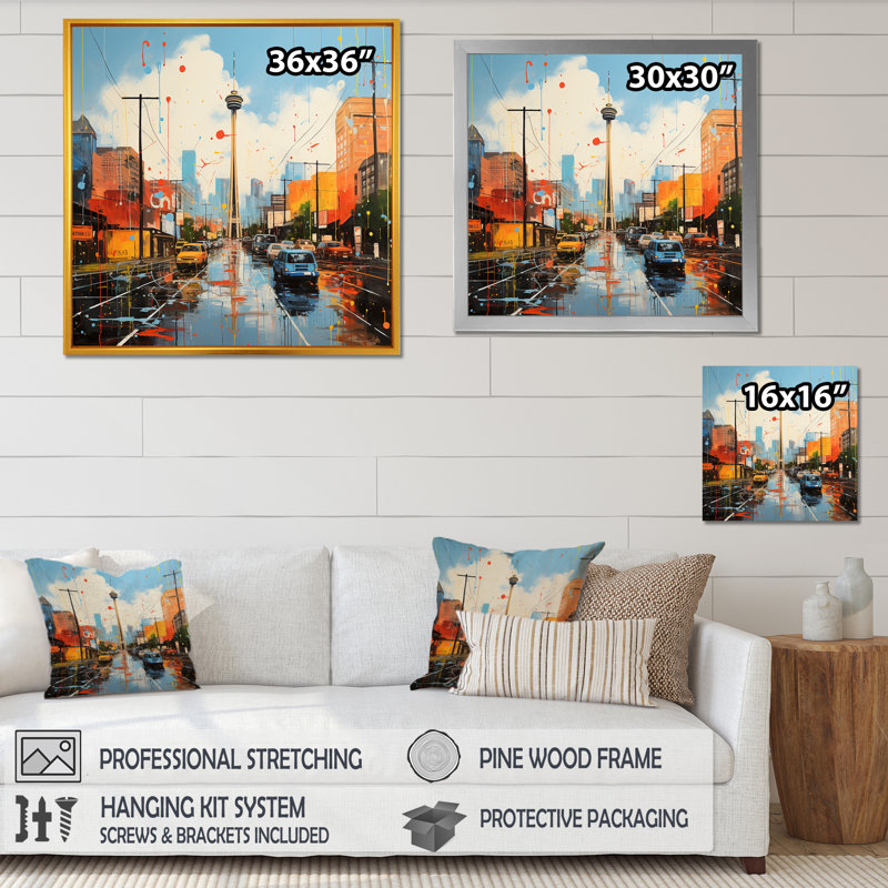 Paysage urbain d'Atlanta, coucher de soleil I - art mural d'Atlanta, Toile tendue, 36" H x 36" W