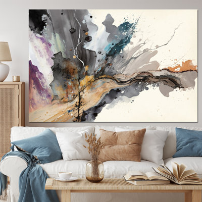 «Jazz Rhythms In Shades Of Grey I», art mural abstrait à l'encre liquide