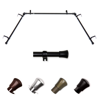 Leavy Steel Adjustable 38'' to 72'' 0.62'' Bay Window Single Curtain Rod