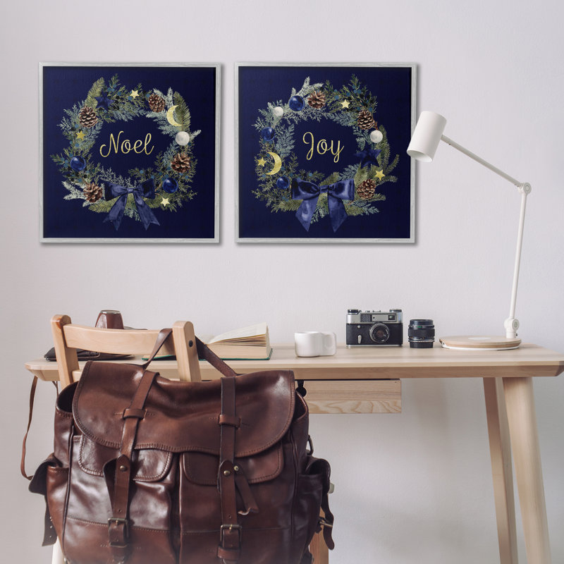 «Noel Joy Balsam Wreath», ensemble de 2 giclées par Victoria Barnes, H 24 po x l 24 po, Estampe numérique Farmhouse
