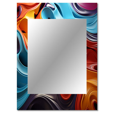 Multicolor Op Art Fluid Mirage - Op Art Mirror, Modern Decorative Wall Mirror, Printed Metal Art