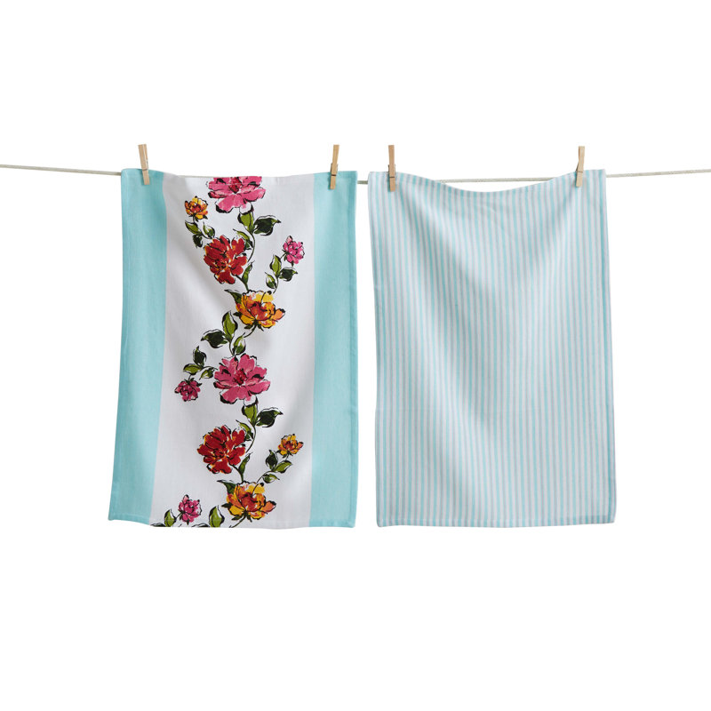 In Bloom Dishtowel Set of 2 Kitchen Towels Everyday Multi Color Machine Washable