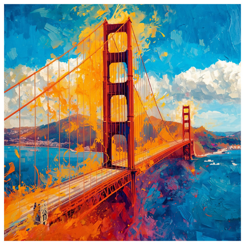 Golden Gate Bridge Painting Comforter, Twin