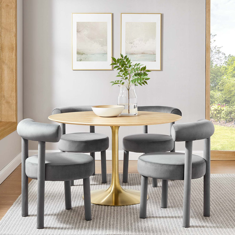 Table de salle à manger Modway Lippa, Naturel, Or, L 47 po x l 47 po