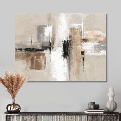 "Brown and Black Brushstroke", peinture abstraite sur toile brune