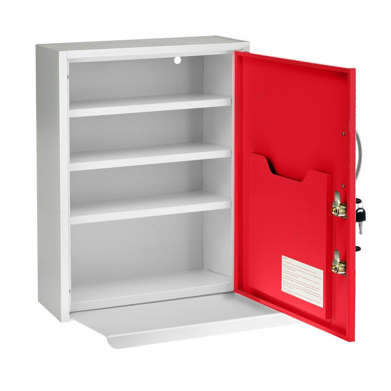 Armoire à pharmacie à fixation en surface de sécurité à 1 porte sans cadre Sollars, Rouge