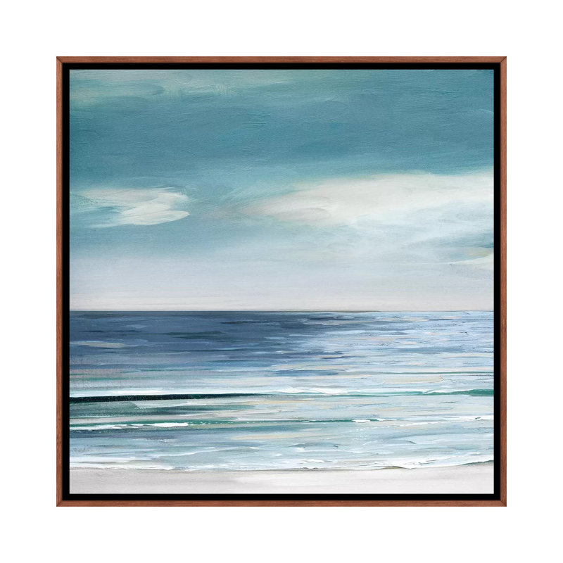 «Blue Silver Shore I» par Sally Swatland - reproduction d'art, H 37 po x l 37 po x P 1,5 po, Pas de tapis
