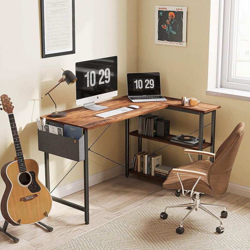 Anacleta L-Shape Desk, 28.7" H x 47" W x 27.5" D, Brown