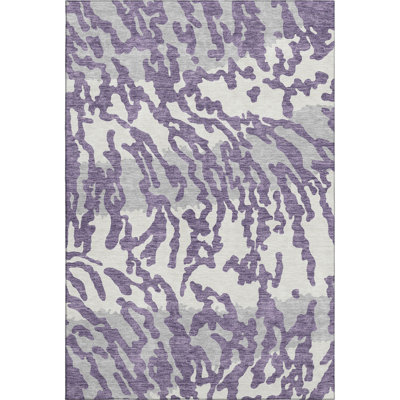 Premium Machine Washable Prisco Purple Rug