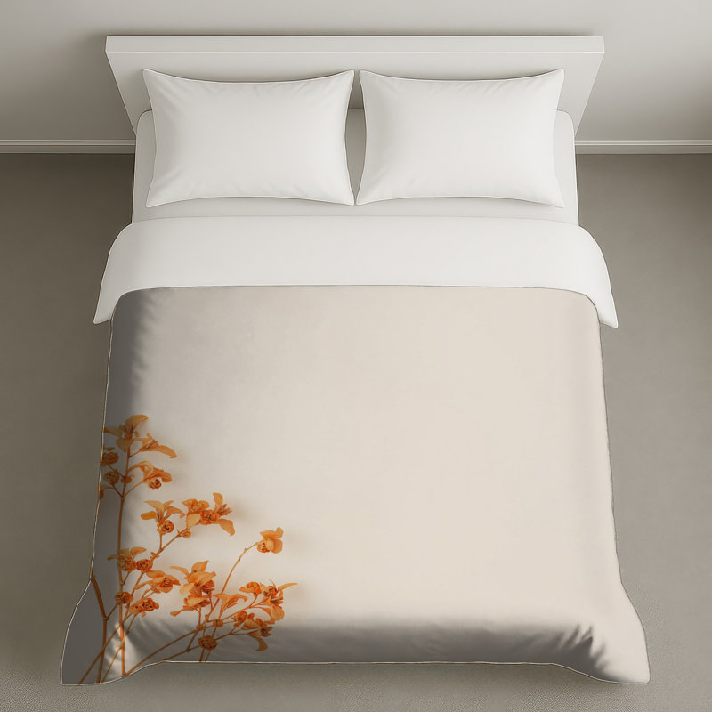 Housses de couette fleurs séchées orange, Grand lit
