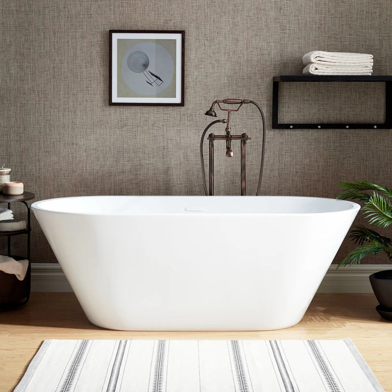 70" Danae Acrylic Freestanding Soaking Bathtub, White