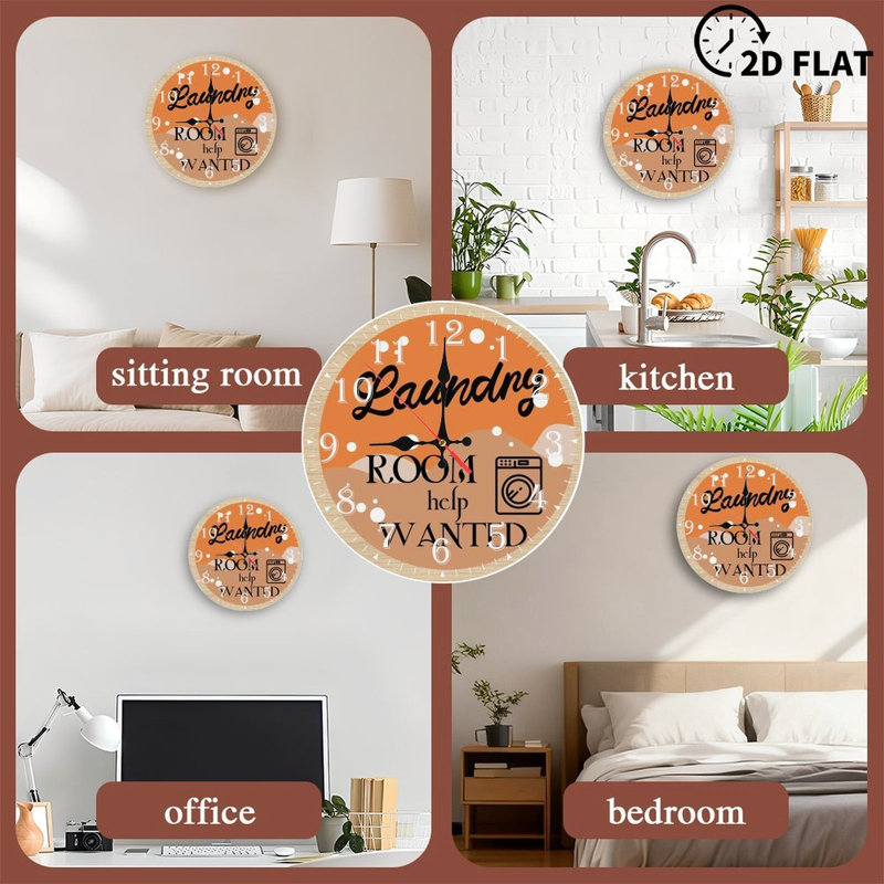 Horloge murale en bois 10 po, mouvement silencieux, à piles (piles AA non incluses), décor artistique, parfait pour les décorations