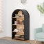 Bibliothèque arquée noire à 4 niveaux avec bibliothèque de 43 po de hauteur et tablettes de rangement