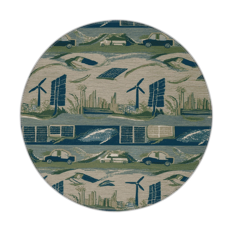 Tapis intérieur et extérieur gris Transport, Rond 5 pi