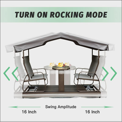4-Seat Outdoor Glider Benches with Canopy, Retro Metal Glider Chair with Aluminum Frame, Patio Swing Chair for Outside,Garden,Lawn