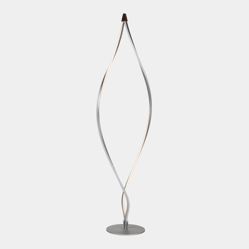  Twist 43 in. Industrial Modern LED Silver Floor Lamp with Built-In 3-Way Dimmer, Silver