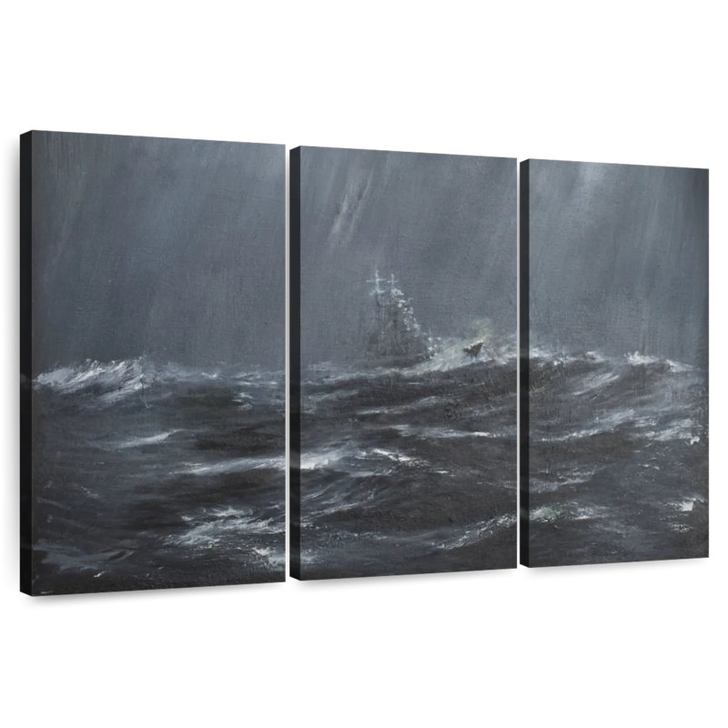 Keiri Gneisenau dans une tempête en mer du Nord en 1940, H 20 po x l 33 po