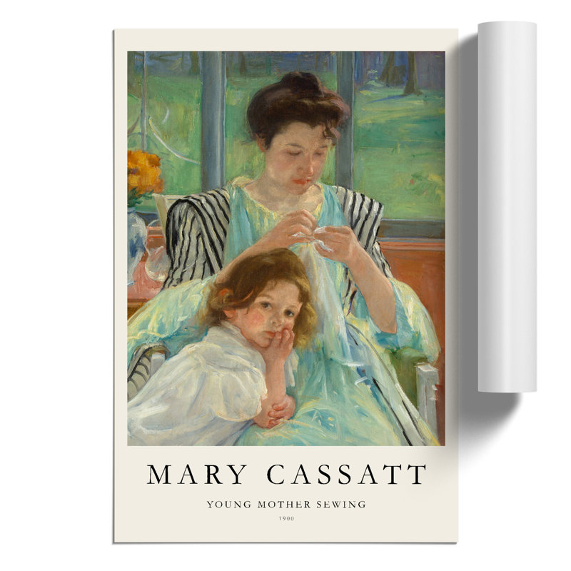 Young Mother Sewing by Mary Cassatt - No Frame Painting, 42cm H x 30cm W x 0.1cm D