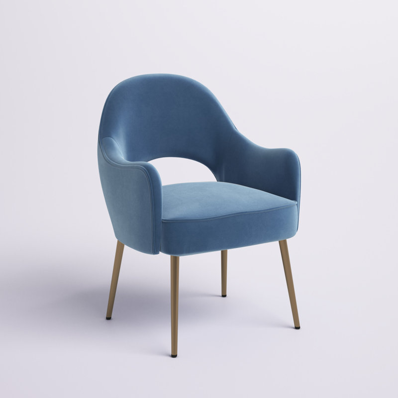 Fauteuil large en velours de 27 po Maison, Velours bleu clair
