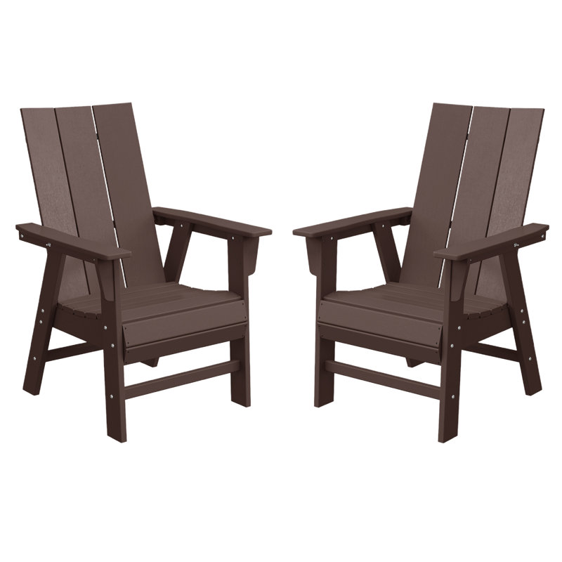 Ensemble de 2 chaises Adirondack Modern Curveback, Dark Brown