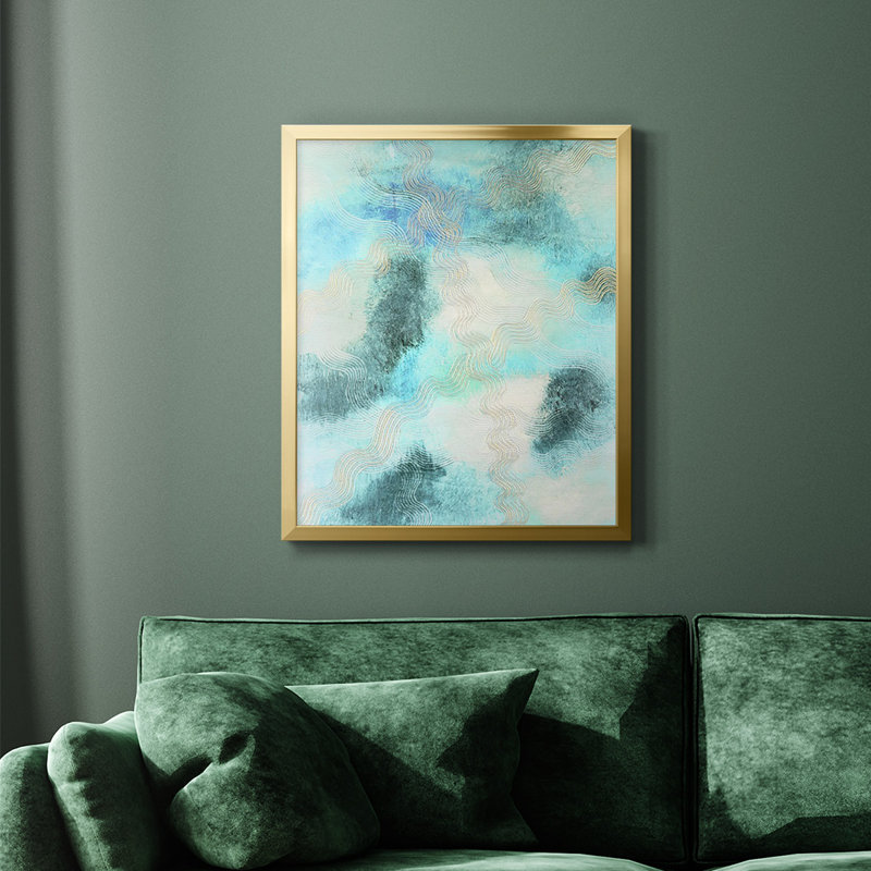 Toile de qualité supérieure Blue Shift II - prête à être accrochée, Or, H 20 po x l 16 po